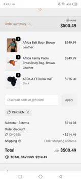 Chosen coupon verification screenshot