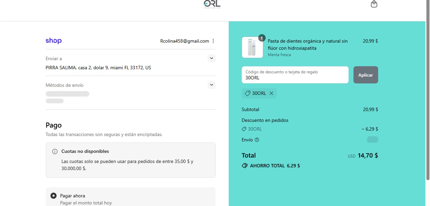 ORL coupon code screenshot showing code 30ORL applied at ORL checkout page. Uploaded by SimplyCodes community member BudgetWizard6950 on Aug 29, 2025