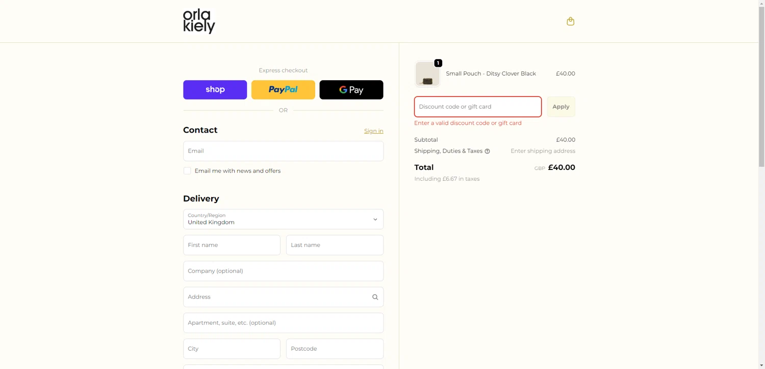 Orla Kiely promo code screenshot showing code SPEND200 applied at Orla Kiely checkout page. Uploaded by SimplyCodes community member CashSentinel5495 on Dec 4, 2025