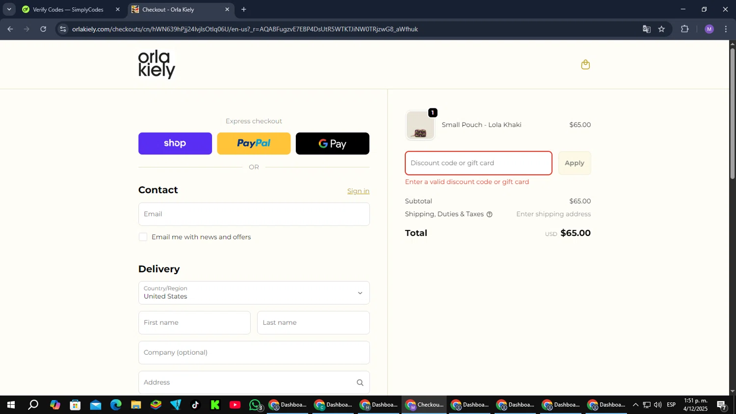 Orla Kiely promo code screenshot showing code SPEND200 applied at Orla Kiely checkout page. Uploaded by SimplyCodes community member CouponGuardian8137 on Dec 4, 2025