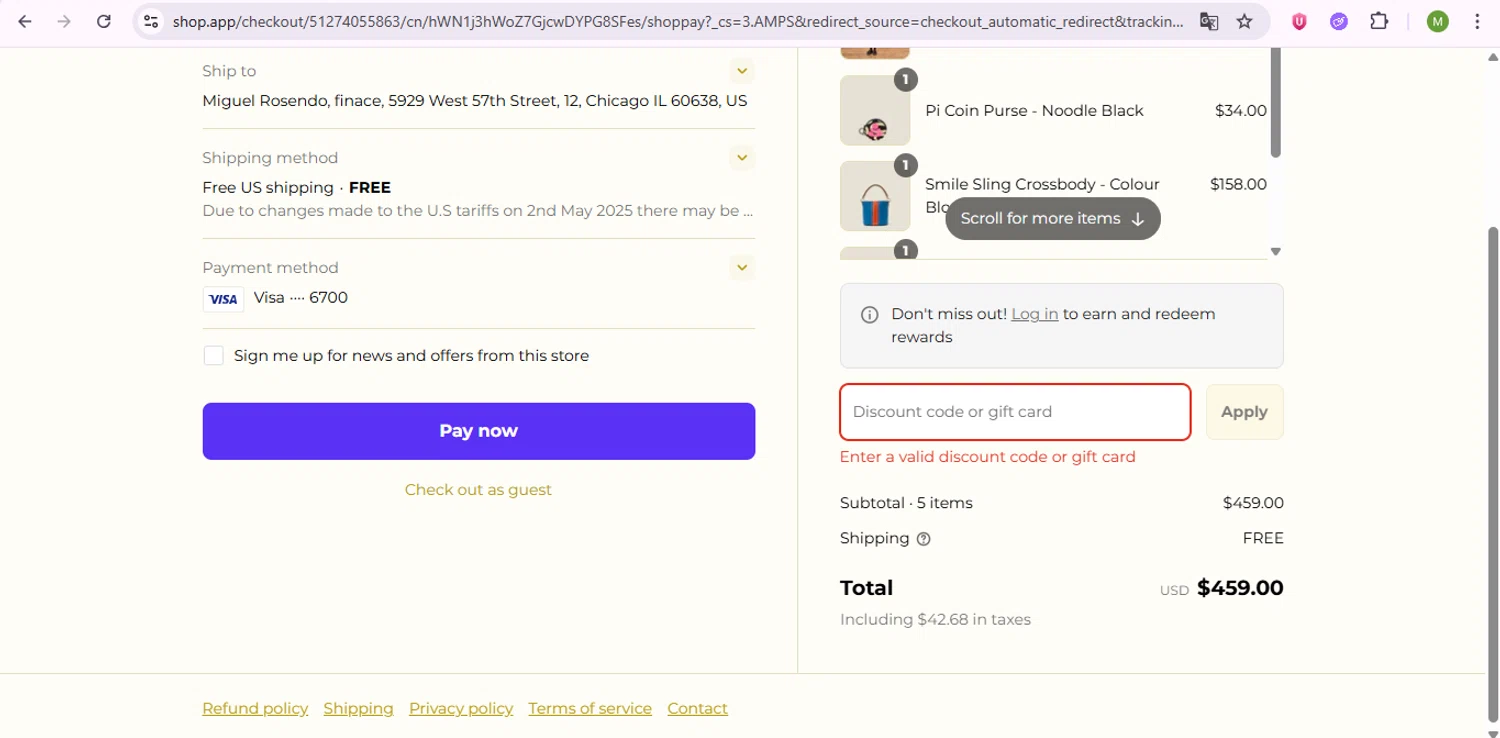 Orla Kiely promo code screenshot showing code EXTRA applied at Orla Kiely checkout page. Uploaded by SimplyCodes community member SaleSentinel7319 on Aug 12, 2025