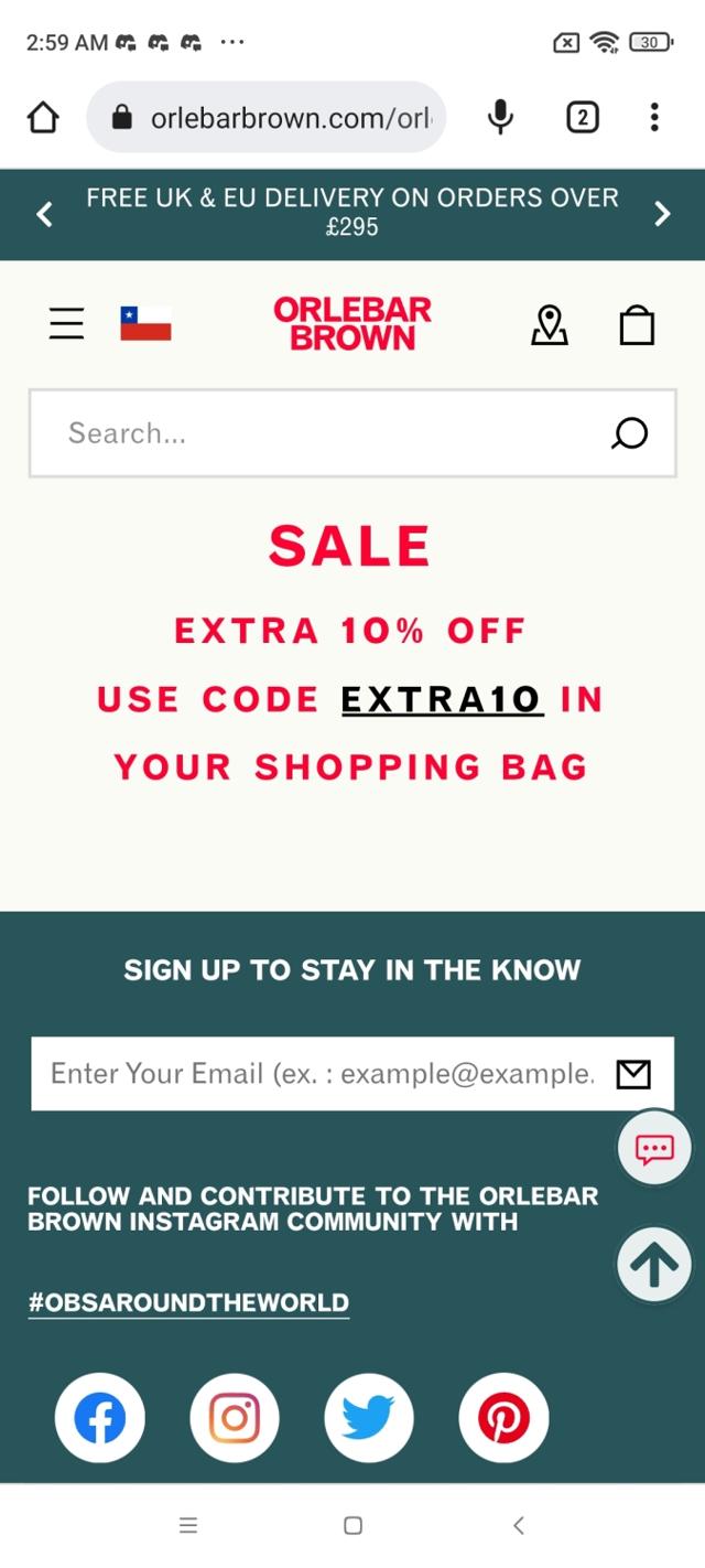 Orlebar Brown checkout page showing Orlebar Brown discount code box | Screenshot taken by SimplyCodes community member on Aug 29, 2022
