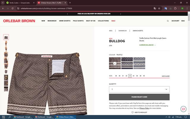 Orlebar Brown checkout page showing Orlebar Brown discount code box | Screenshot taken by SimplyCodes community member on Oct 11, 2024