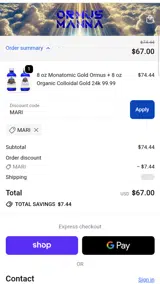 Ormus Yoga coupon verification screenshot
