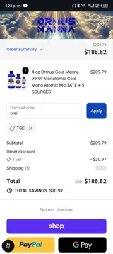 Ormus Yoga coupon verification screenshot