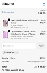 ORNARTO coupon verification screenshot