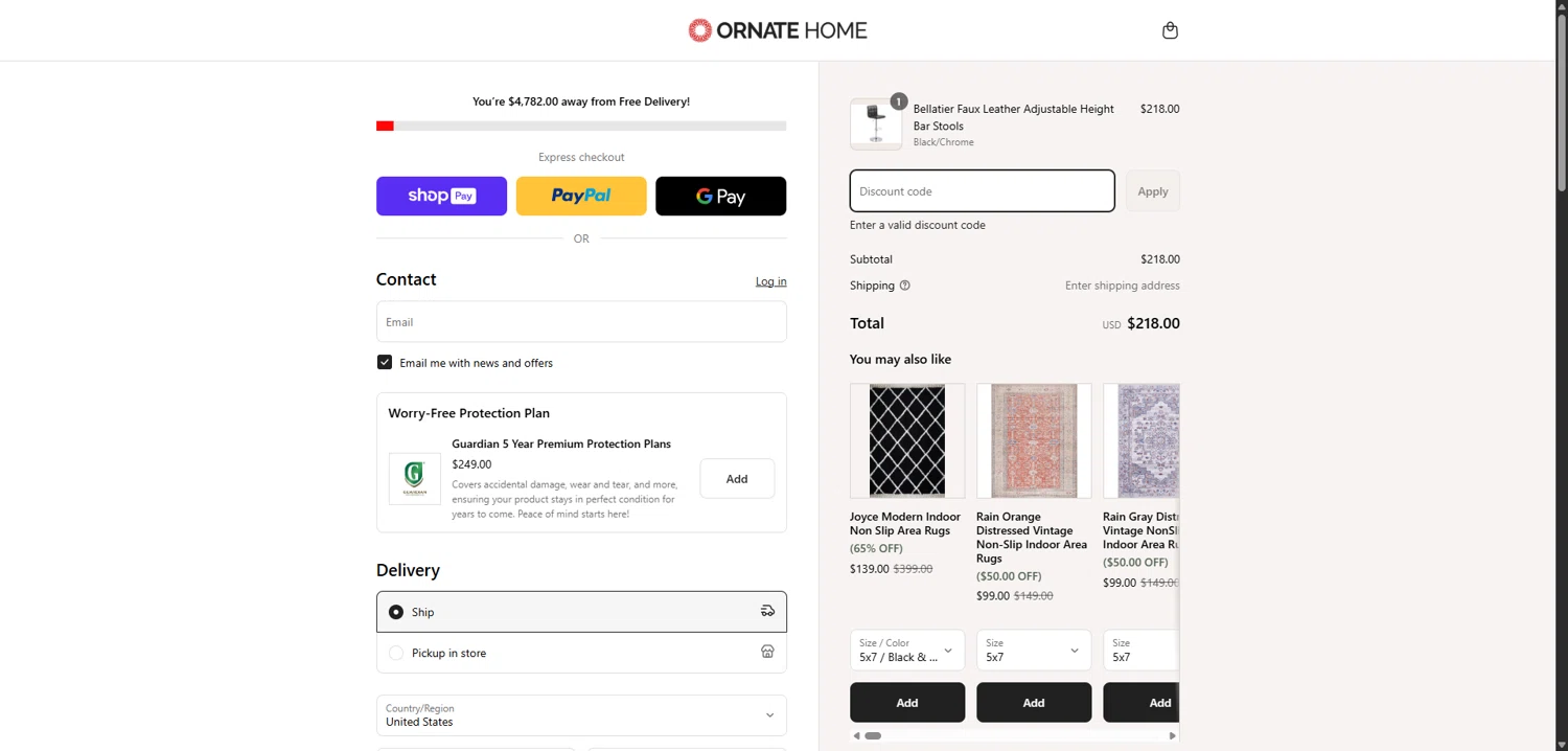 Ornate Home discount code screenshot showing code Free applied at Ornate Home checkout page. Uploaded by SimplyCodes community member VoucherVirtuoso5207 on Jul 8, 2025