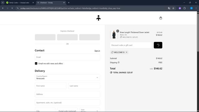 Orolay checkout page showing Orolay coupon code box | Screenshot taken by SimplyCodes community member on Sep 10, 2025