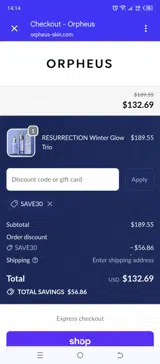 SAVE30 coupon verification screenshot