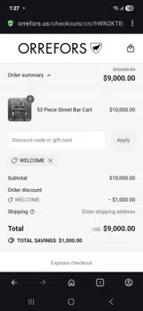 Welcome coupon verification screenshot