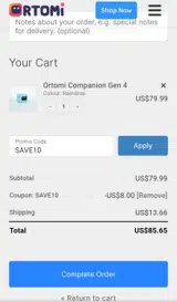 SAVE10 coupon verification screenshot