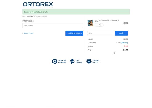 Ortorex checkout page showing Ortorex promo code box | Screenshot taken by SimplyCodes community member on Jun 21, 2025