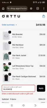 BLOOM20 coupon verification screenshot