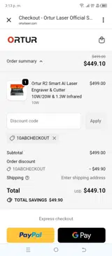 10ABCHECKOUT coupon verification screenshot