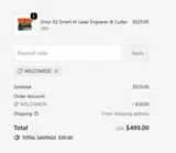 WELCOME30 coupon verification screenshot