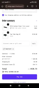 Twentyoff coupon verification screenshot