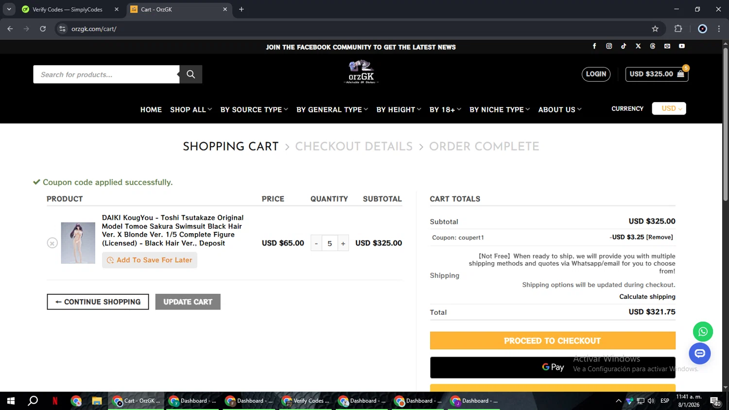 OrzGK checkout page showing OrzGK discount code box | Screenshot taken by SimplyCodes community member on Jan 8, 2026
