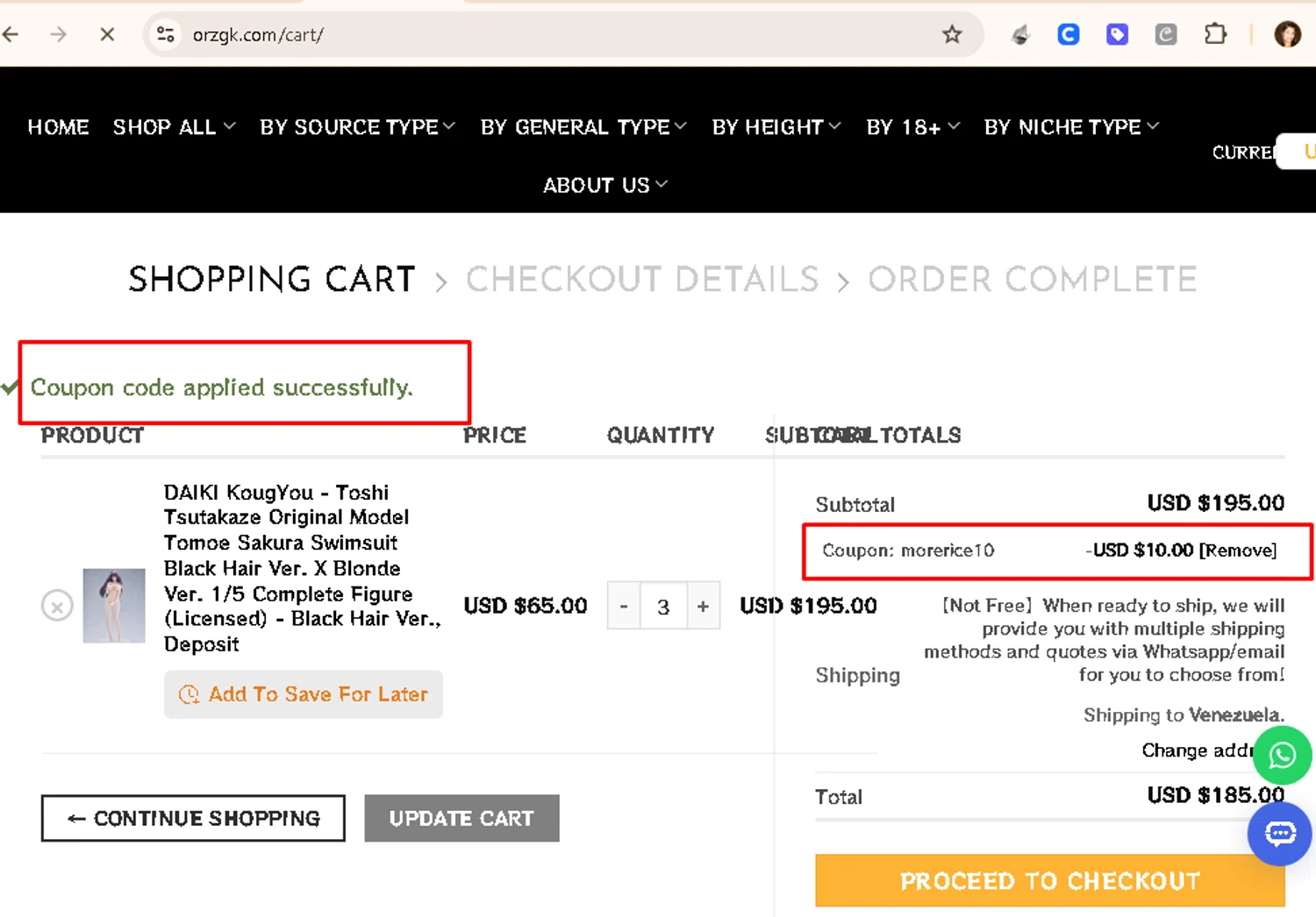 OrzGK discount code screenshot showing code MORERICE10 applied at OrzGK checkout page. Uploaded by SimplyCodes community member AMANDA2681 on Dec 18, 2025