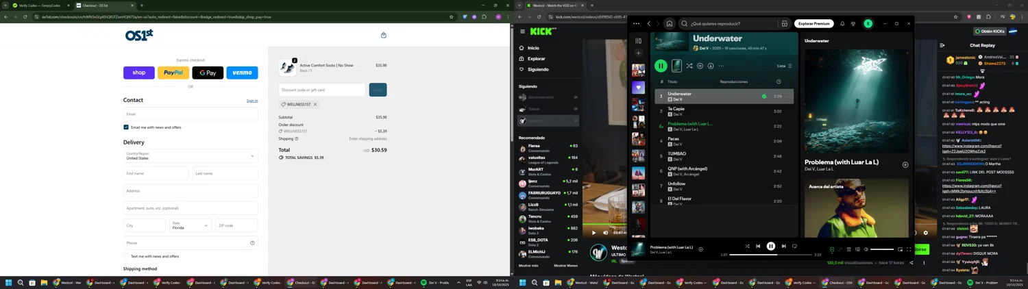 OS1st discount code screenshot showing code WELLNESS1ST applied at OS1st checkout page. Uploaded by SimplyCodes community member PennyWizard1195 on Oct 10, 2025