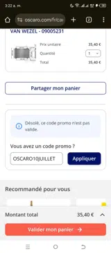 OSCARO10JUILLET coupon verification screenshot