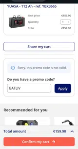 BATLIV coupon verification screenshot