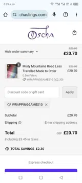 Oscha Slings coupon verification screenshot