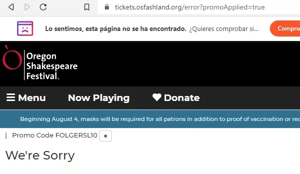 where to use Oregon Shakespeare Festival promo code box