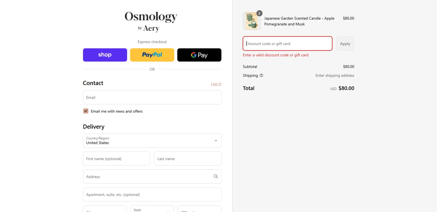 Osmology discount code screenshot showing code GOODVIBES20 applied at Osmology checkout page. Uploaded by SimplyCodes community member IronHorse on Aug 30, 2025