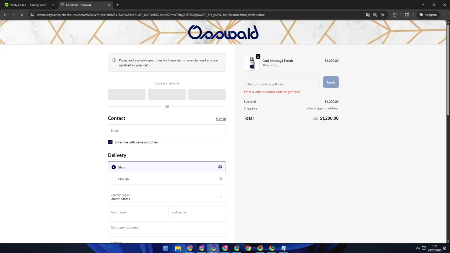 Osswald discount code screenshot showing code XMAS15 applied at Osswald checkout page. Uploaded by SimplyCodes community member CRF250CC on Dec 28, 2025