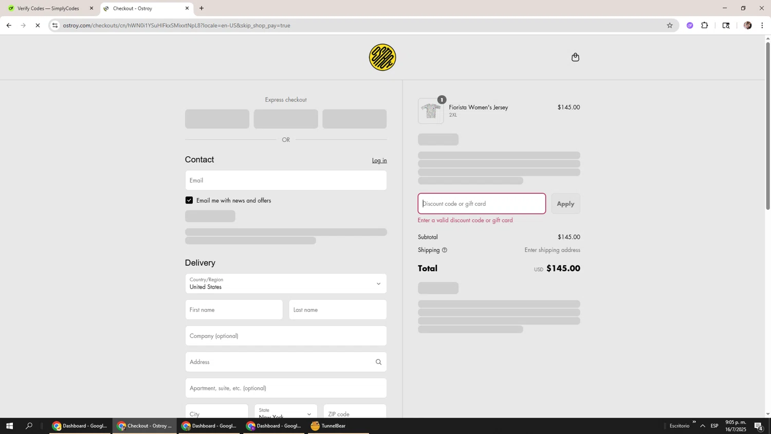 Ostroy discount code screenshot showing code ATLEASTWETRIED10 applied at Ostroy checkout page. Uploaded by SimplyCodes community member Levi_Ackerman on Jul 17, 2025