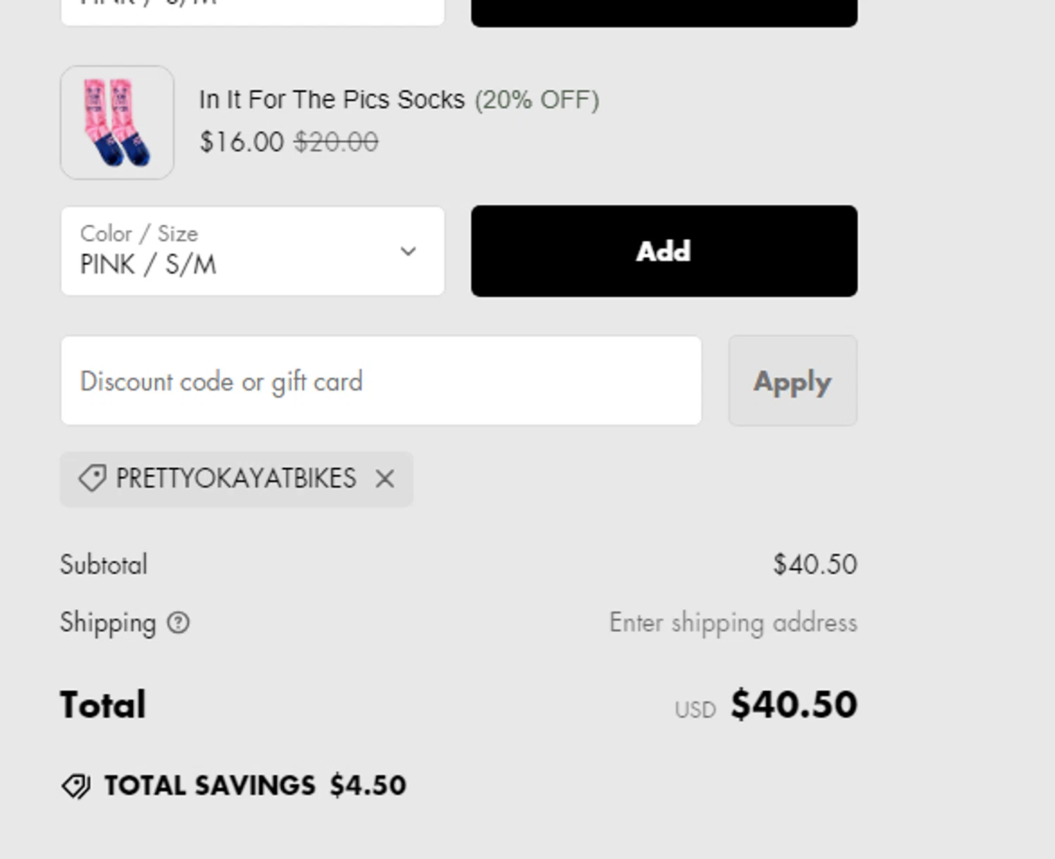 Ostroy discount code screenshot showing code PRETTYOKAYATBIKES applied at Ostroy checkout page. Uploaded by SimplyCodes community member RewardCurator5232 on Feb 14, 2025