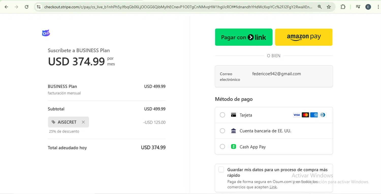 Osum.com promo code screenshot showing code AISECRET applied at Osum.com checkout page. Uploaded by SimplyCodes community member SilverKnight4465 on Dec 8, 2025