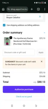 Otaku House coupon verification screenshot