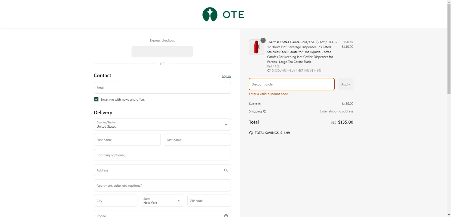 OTE home promo code screenshot showing code CN61NW0BSB10 applied at OTE home checkout page. Uploaded by SimplyCodes community member CleverHawk1744 on Jun 11, 2025