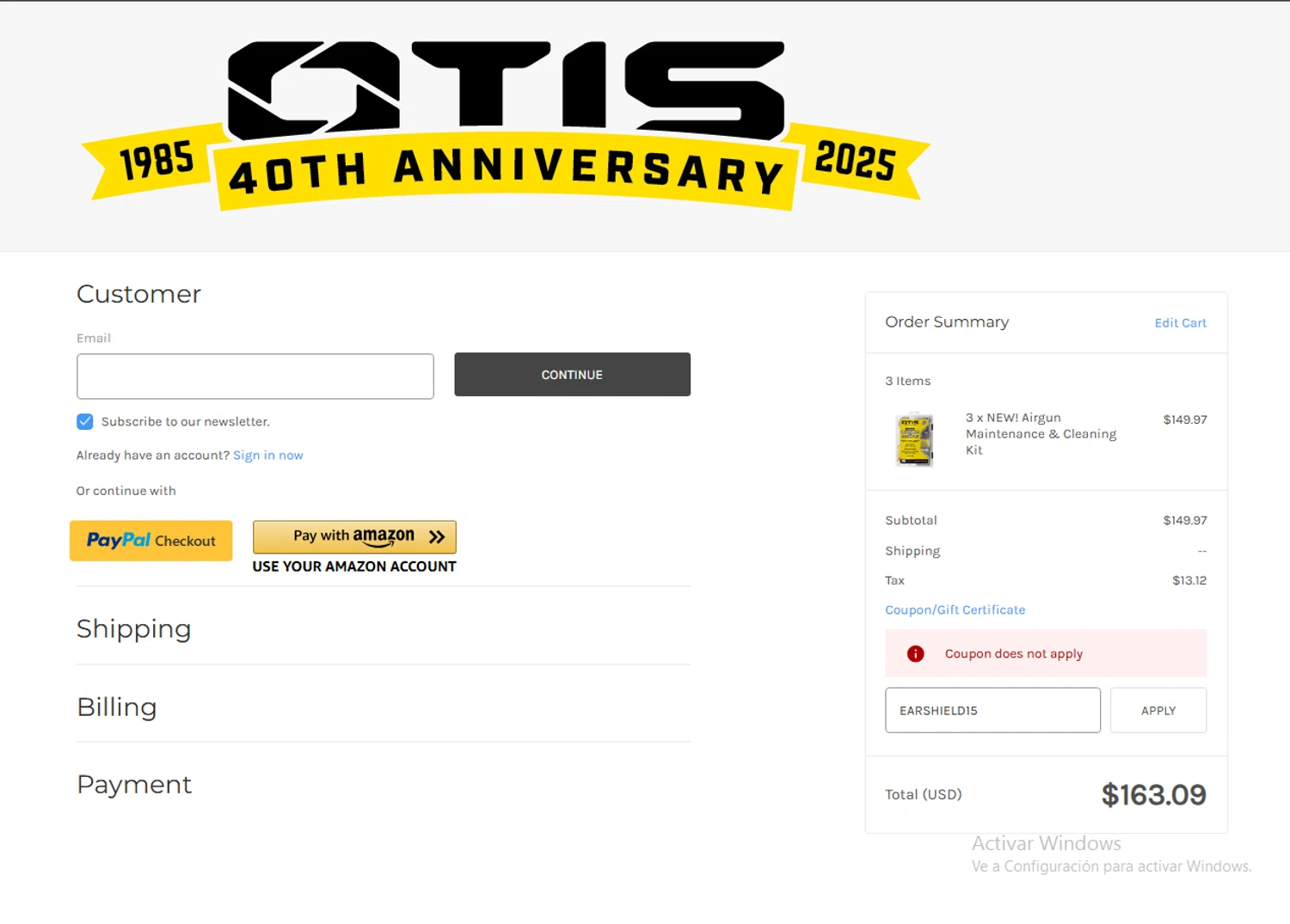 Otis Technology checkout page showing Otis Technology coupon code box | Screenshot taken by SimplyCodes community member on Nov 15, 2025
