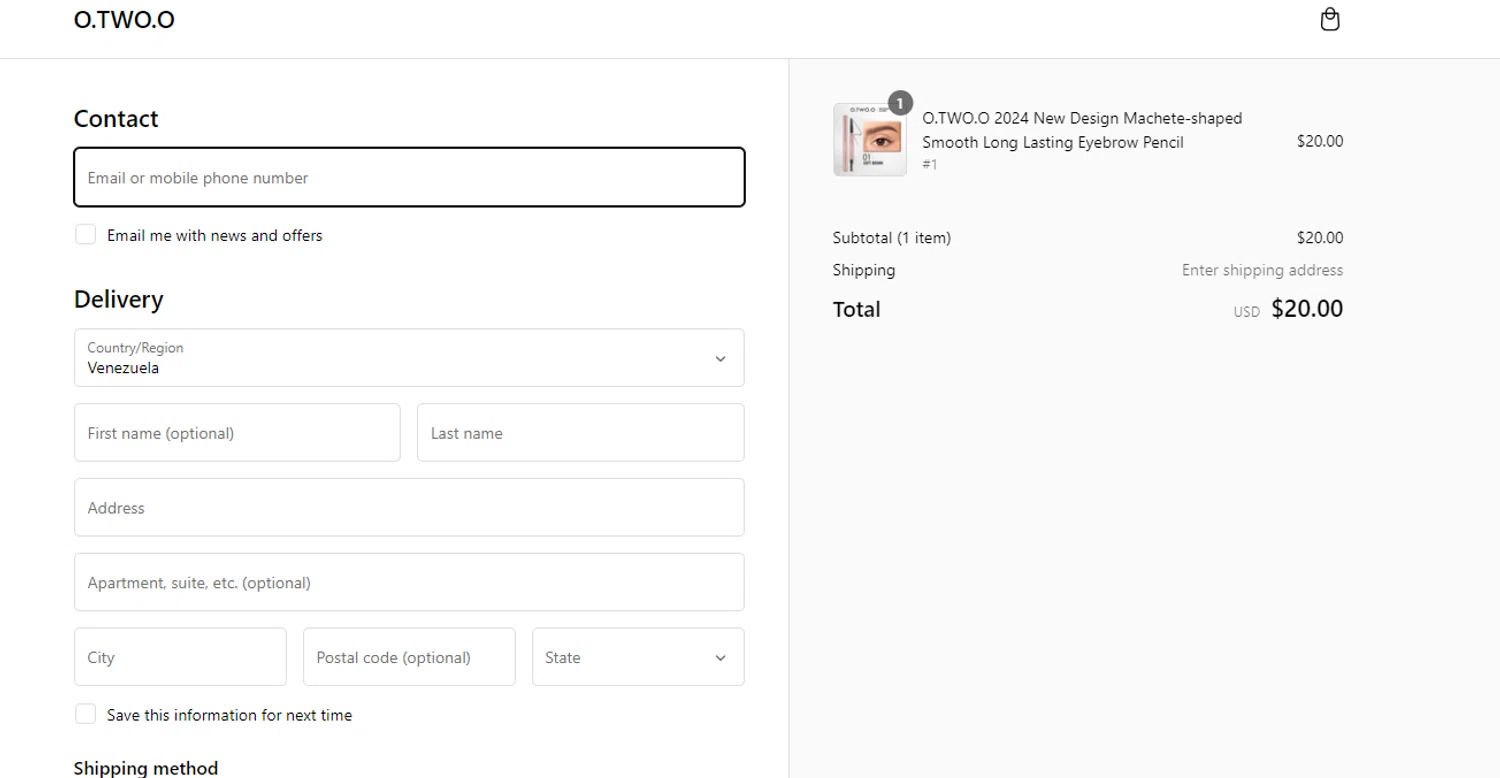 O.TWO.O checkout page showing O.TWO.O promo code box | Screenshot taken by SimplyCodes community member on Sep 7, 2024
