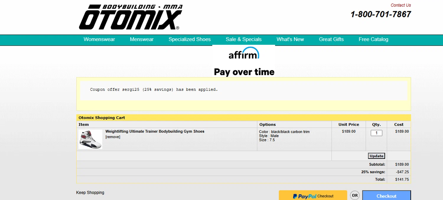 Otomix checkout page showing Otomix discount code box | Screenshot taken by SimplyCodes community member on Jan 6, 2026