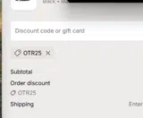 OTR25 coupon verification screenshot