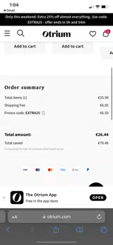 EXTRA25 coupon verification screenshot