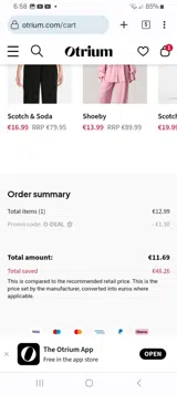 O-DEAL coupon verification screenshot