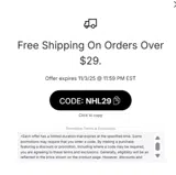 Ottawa Senators Shop coupon verification screenshot