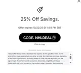 Ottawa Senators Shop coupon verification screenshot