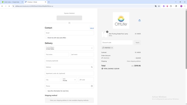 OttLite checkout page showing OttLite coupon code box | Screenshot taken by SimplyCodes community member on Sep 6, 2025