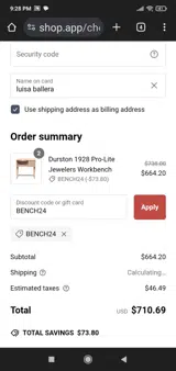 BENCH24 coupon verification screenshot
