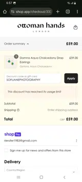 SOFIJANEPHOTOGRAPHY coupon verification screenshot