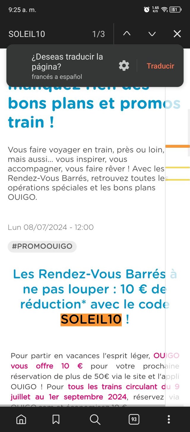 Ouigo checkout page showing Ouigo promo code box | Screenshot taken by SimplyCodes community member on Aug 6, 2024