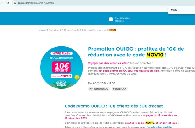 Ouigo checkout page showing Ouigo promo code box | Screenshot taken by SimplyCodes community member on Feb 22, 2025