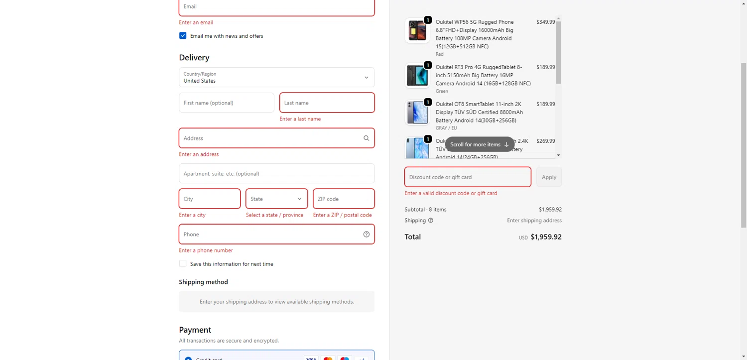 Oukitel promo code screenshot showing code ADBTH applied at Oukitel checkout page. Uploaded by SimplyCodes community member NobleMaestro6498 on Dec 31, 2025