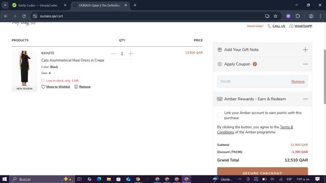 Ounass checkout page showing Ounass discount code box | Screenshot taken by SimplyCodes community member on Sep 8, 2025