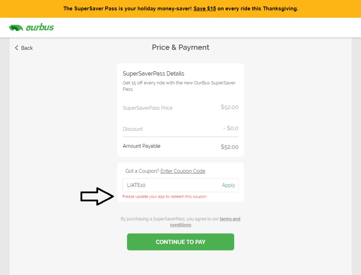 how to use OurBus coupons